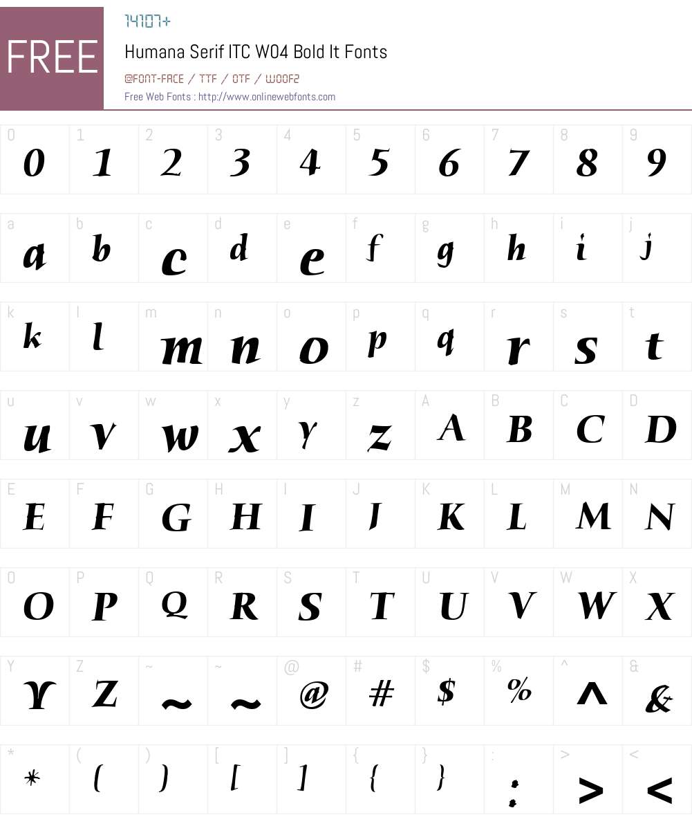 ITC Humana Serif Font Screenshots