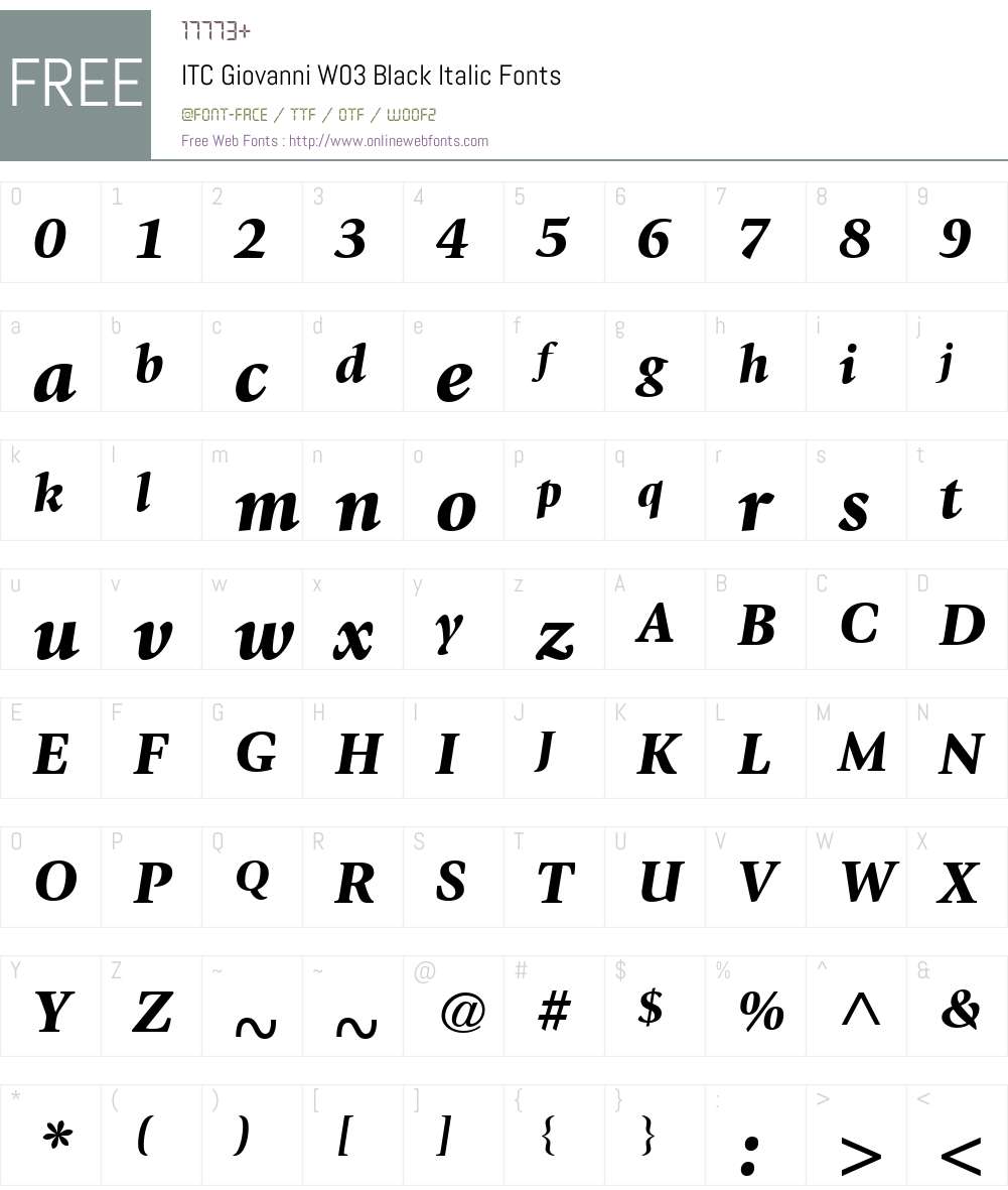 ITC Giovanni Font Screenshots