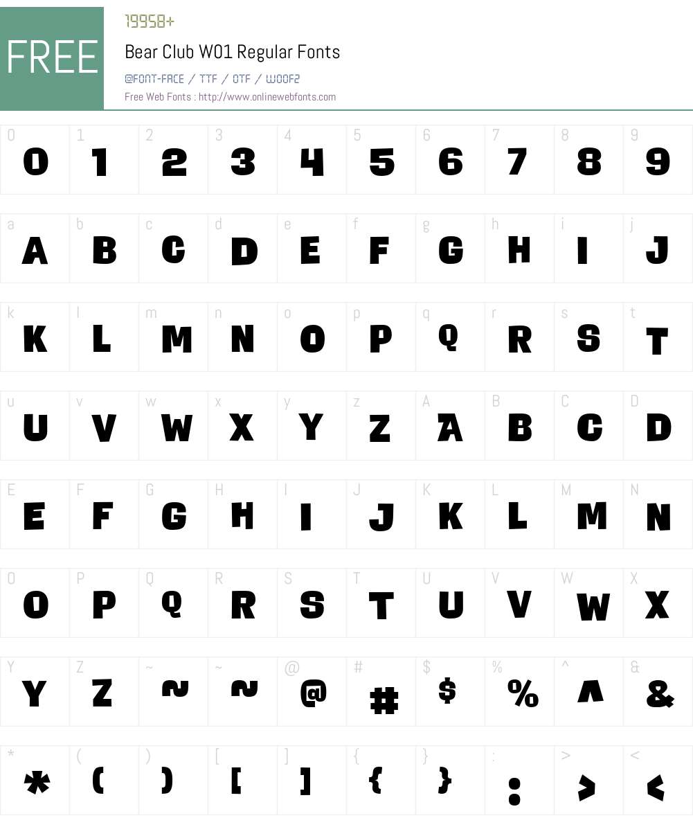 BearClubW01-Regular Font Screenshots