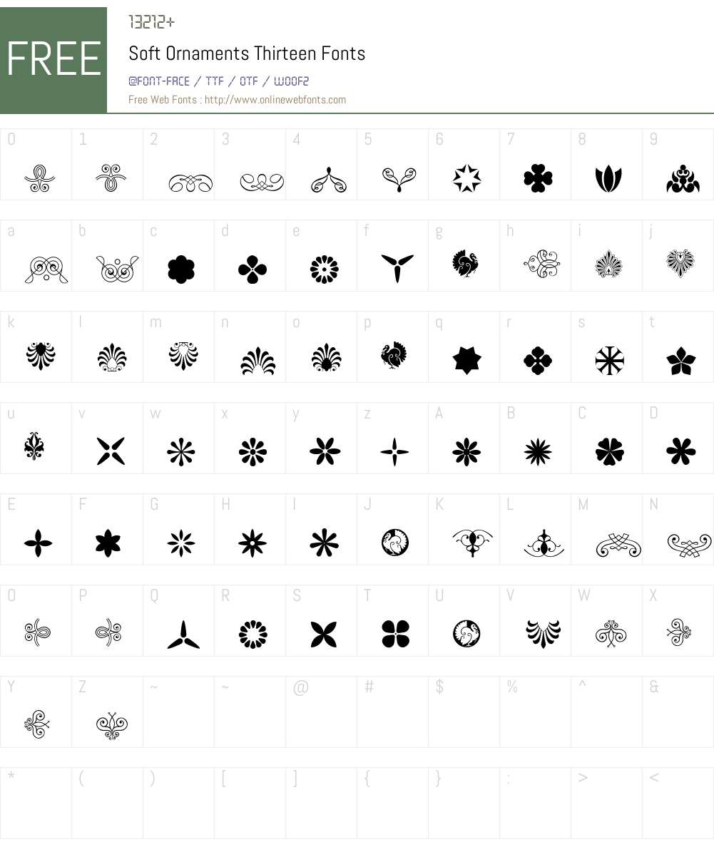 Soft Ornaments Thirteen Font Screenshots