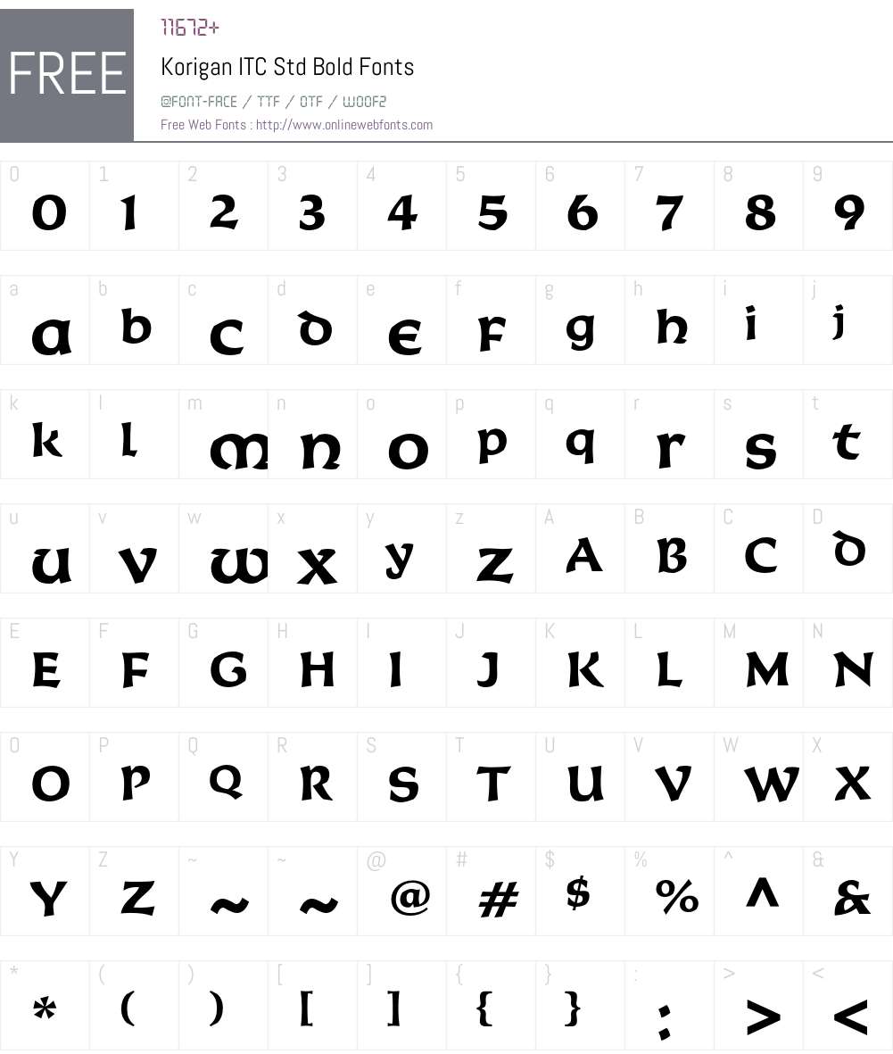 Korigan ITC Std Font Screenshots