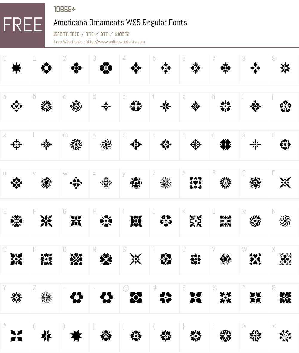 Americana Ornaments W95 Regular 4.70 Fonts Free Download