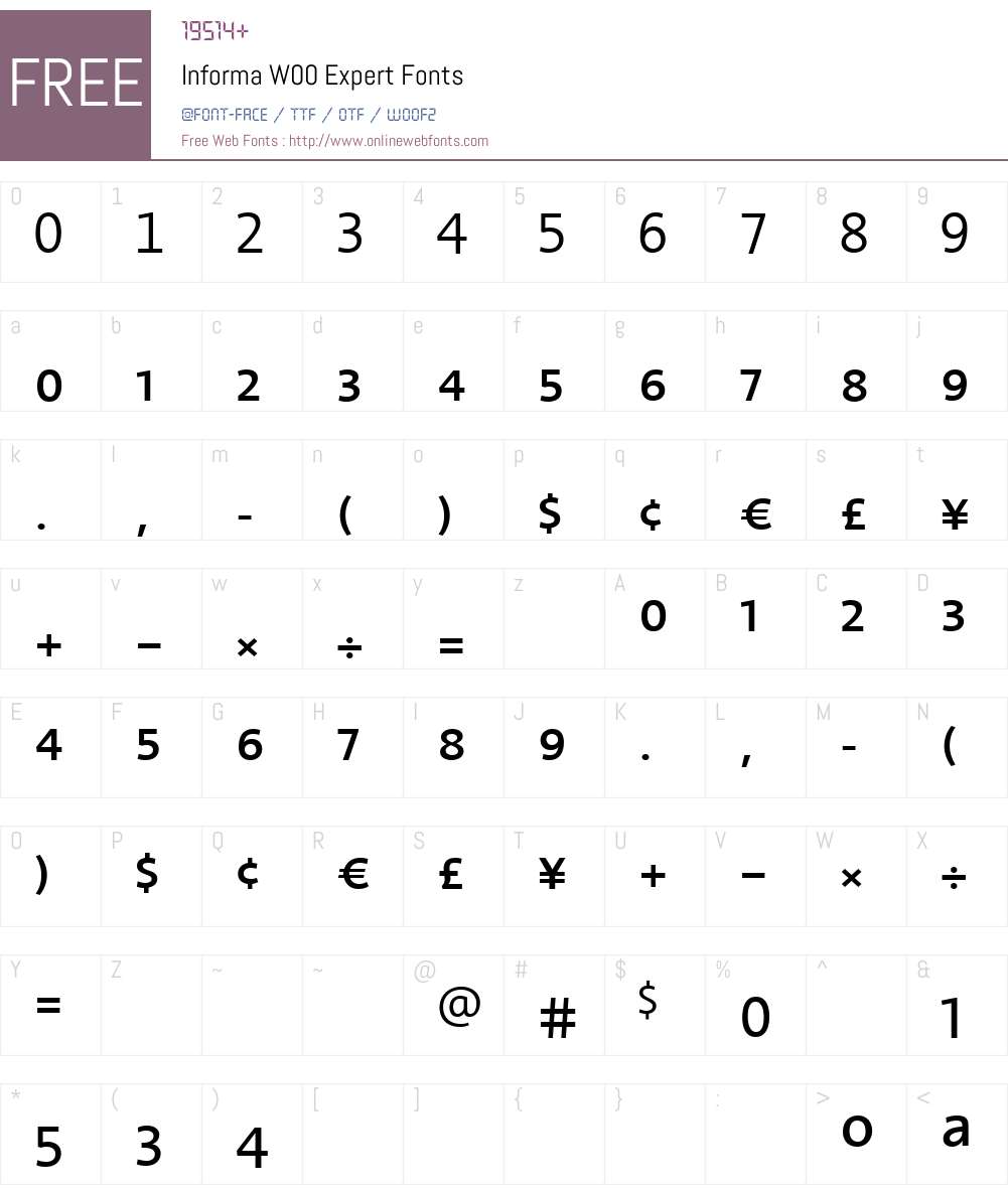 InformaW00-Expert Font Screenshots