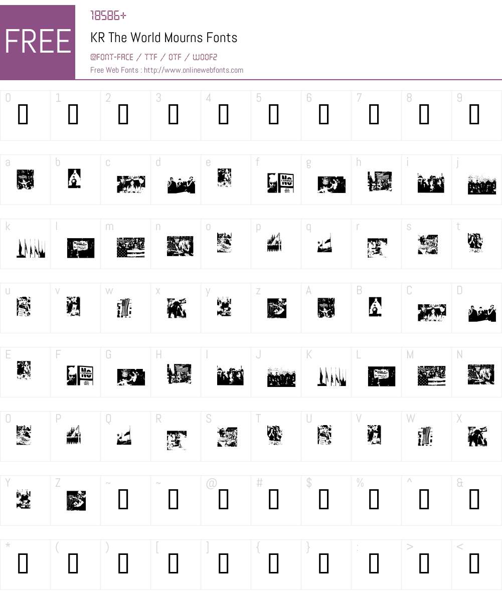 KR The World Mourns Font Screenshots