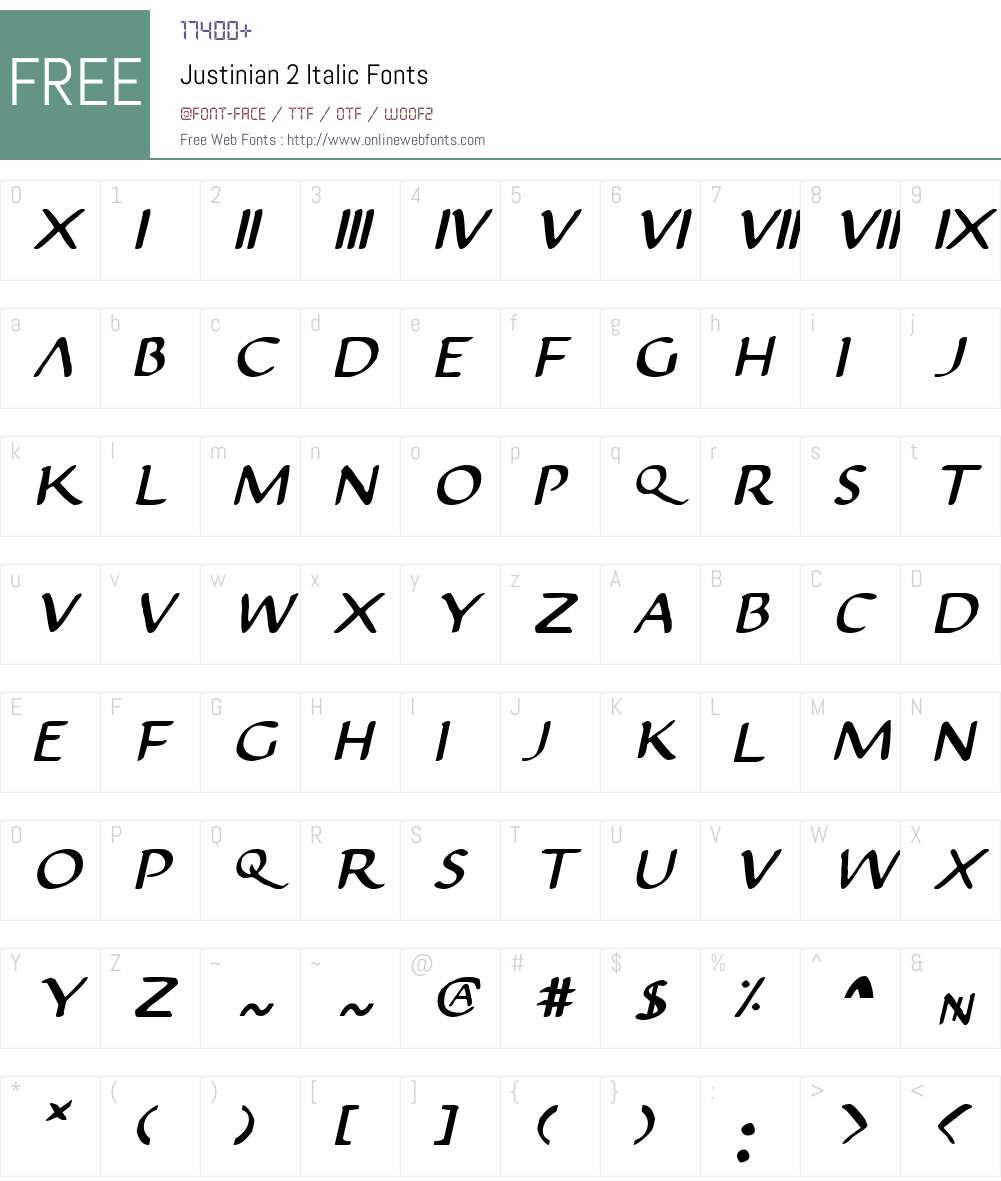Justinian 2 Italic Font Screenshots