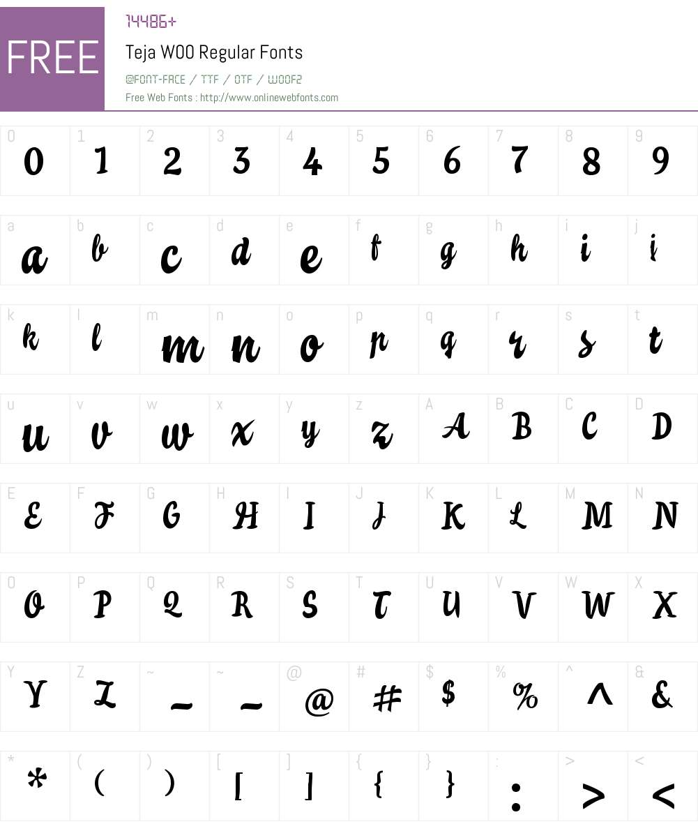 TejaW00-Regular Font Screenshots