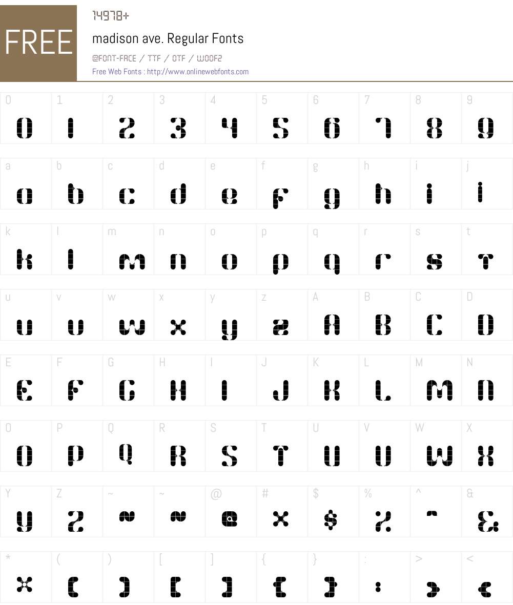 madison ave. Font Screenshots