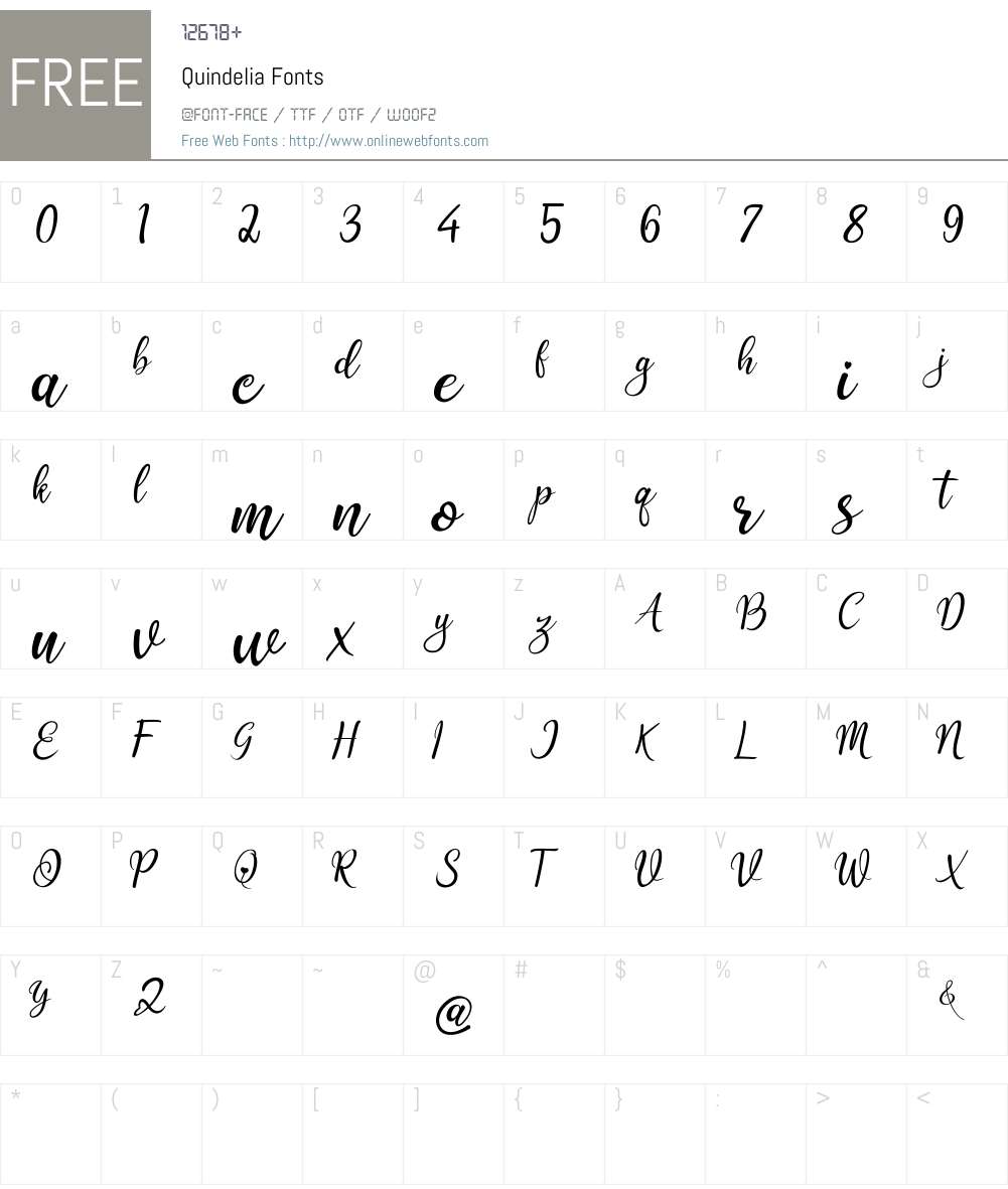 Quindelia Font Screenshots