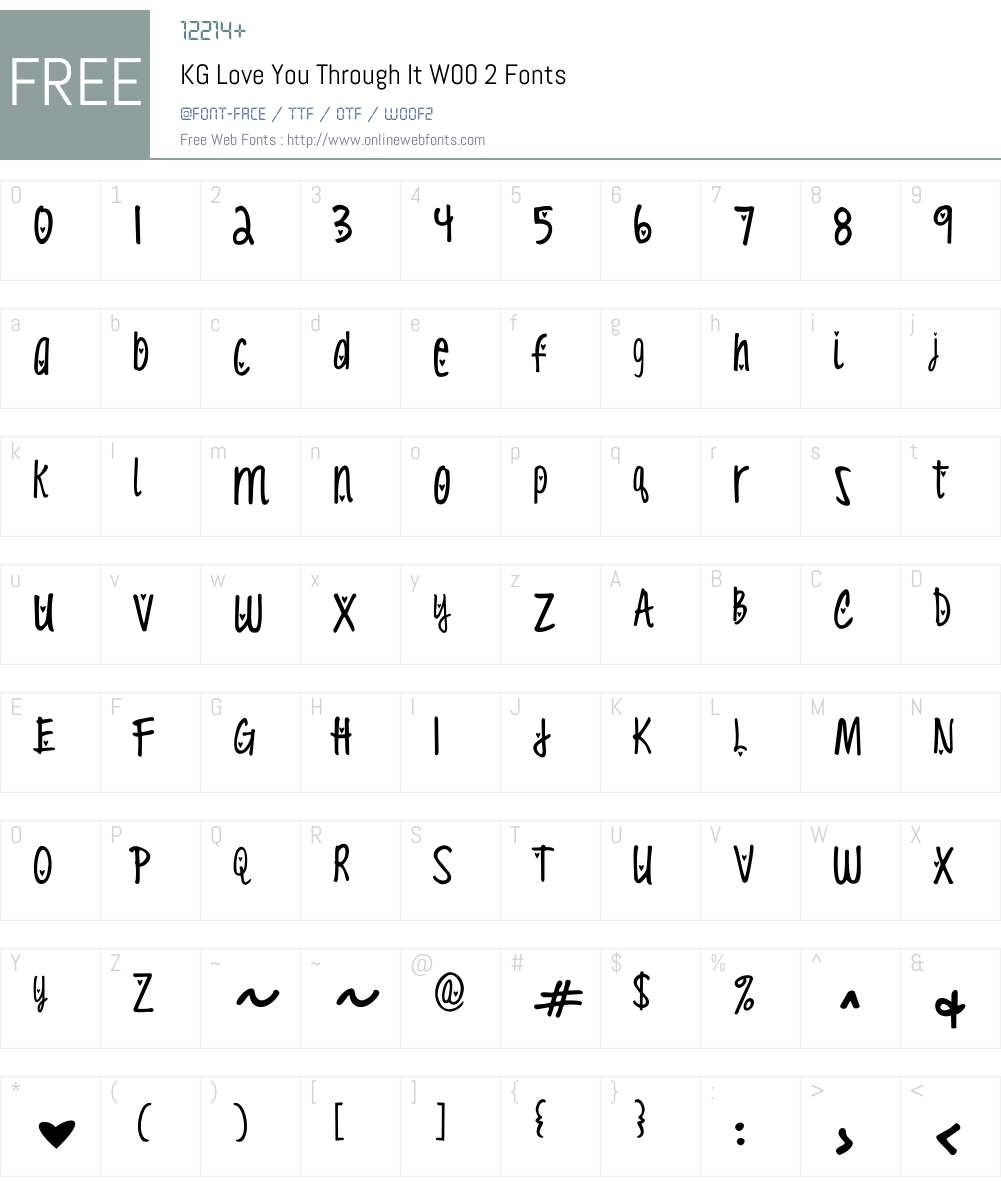 KGLoveYouThroughItW00-2 Font Screenshots
