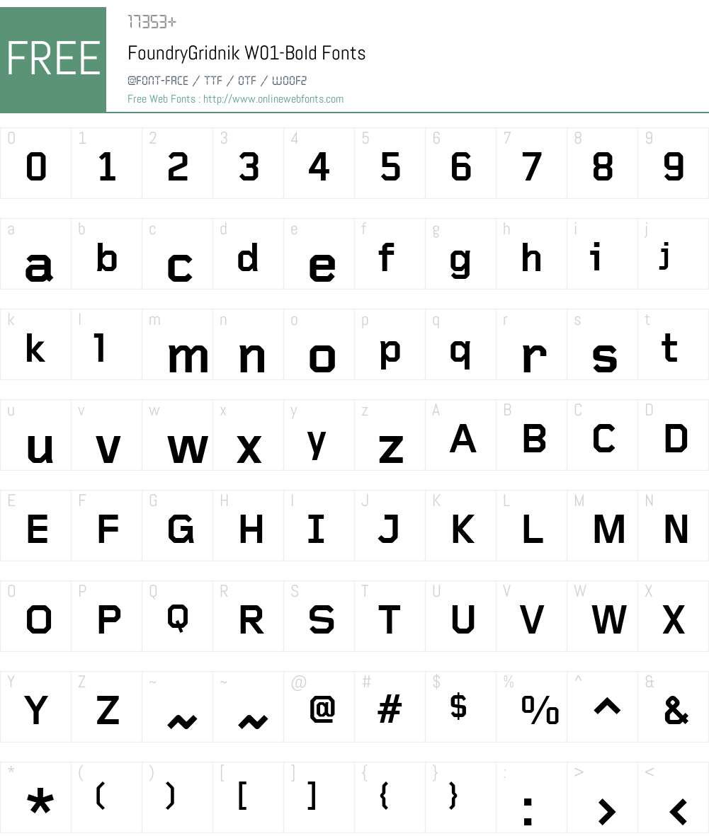 FoundryGridnikW01-Bold Font Screenshots