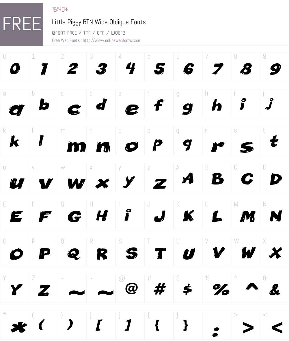 Little Piggy BTN Wide Font Screenshots