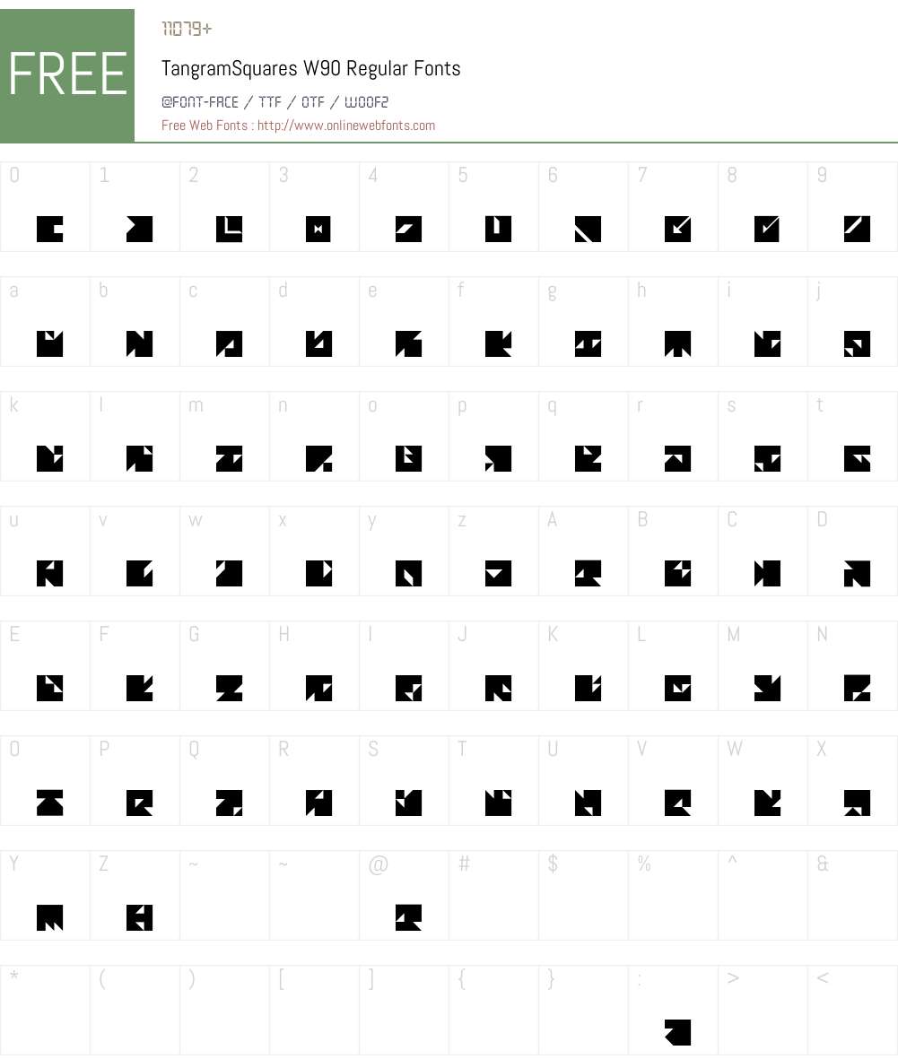 TangramSquaresW90-Regular Font Screenshots