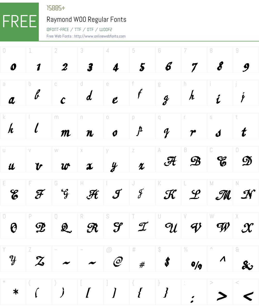 RaymondW00-Regular Font Screenshots