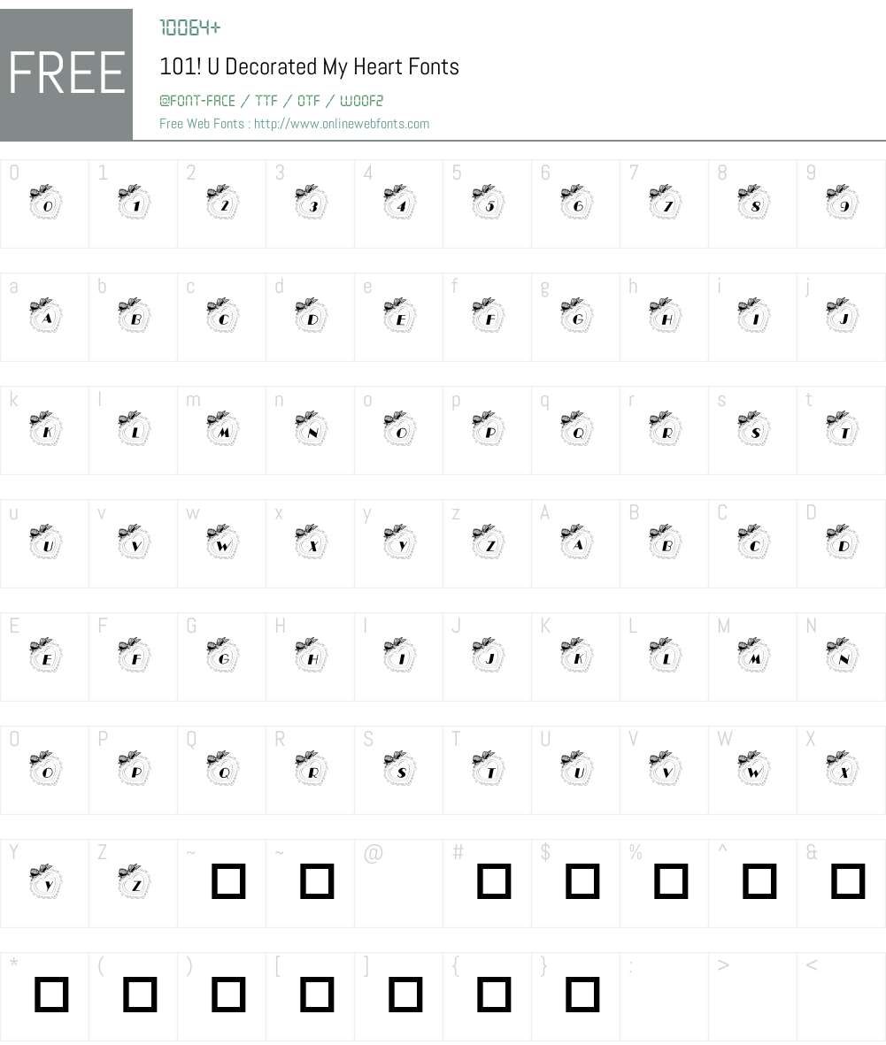 101! U Decorated My Heart Font Screenshots