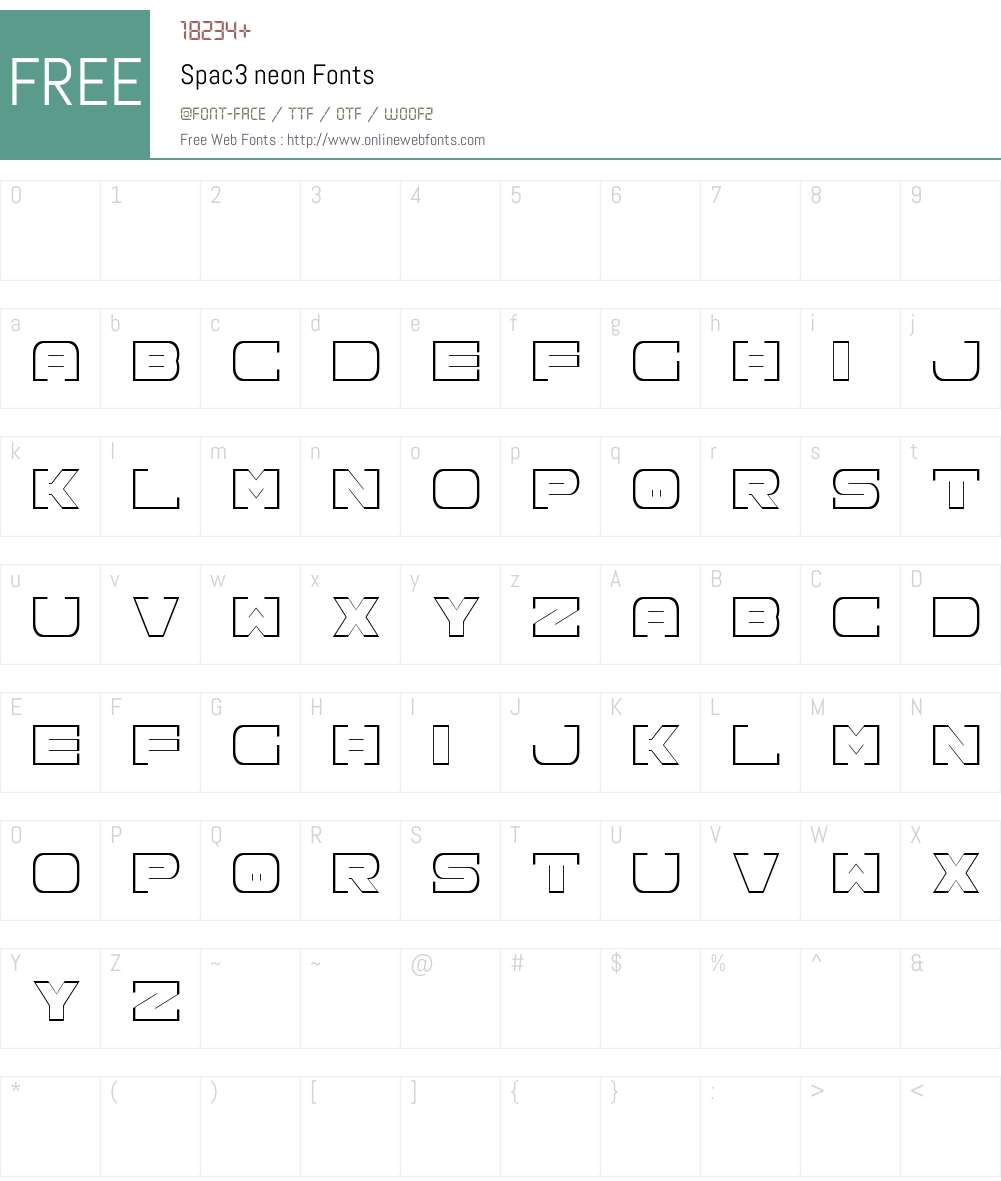 Spac3 neon Font Screenshots