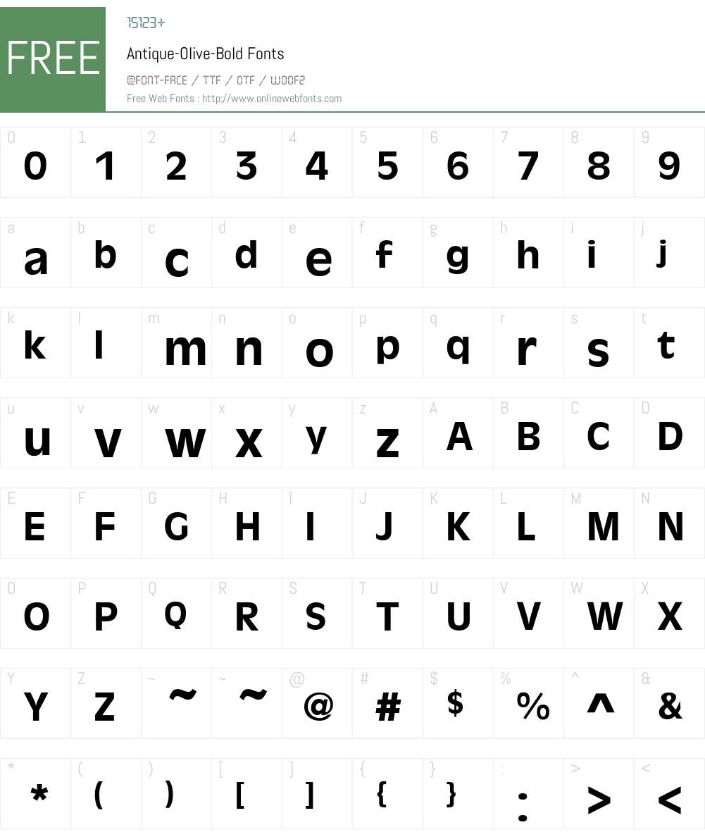 Antique-Olive-Bold Font Screenshots