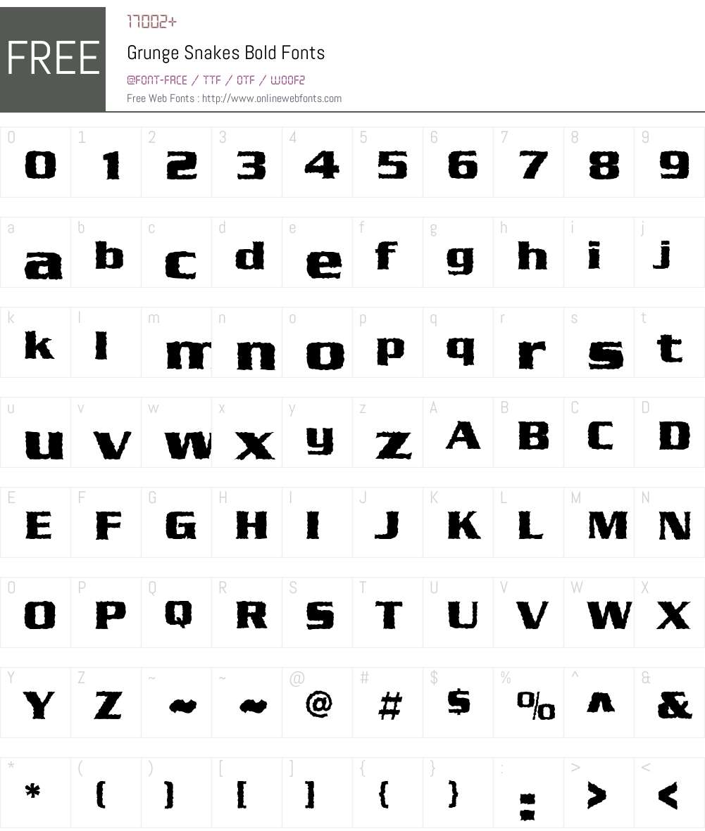 Grunge Snakes Bold Font Screenshots