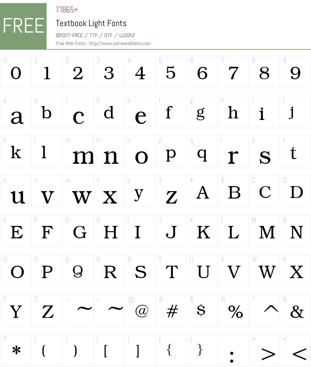 Textbook Font Screenshots