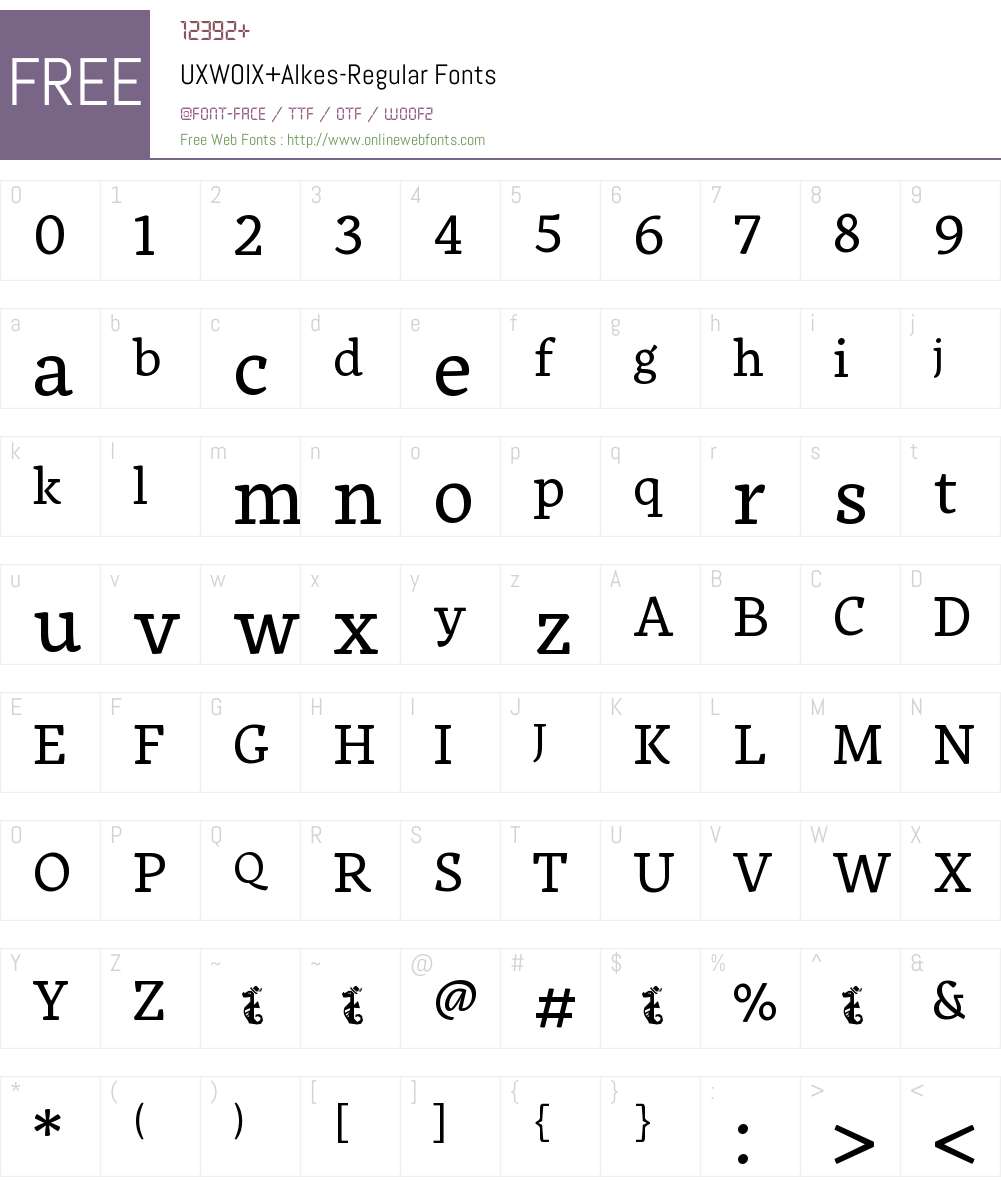 UXWOIX+Alkes-Regular Font Screenshots