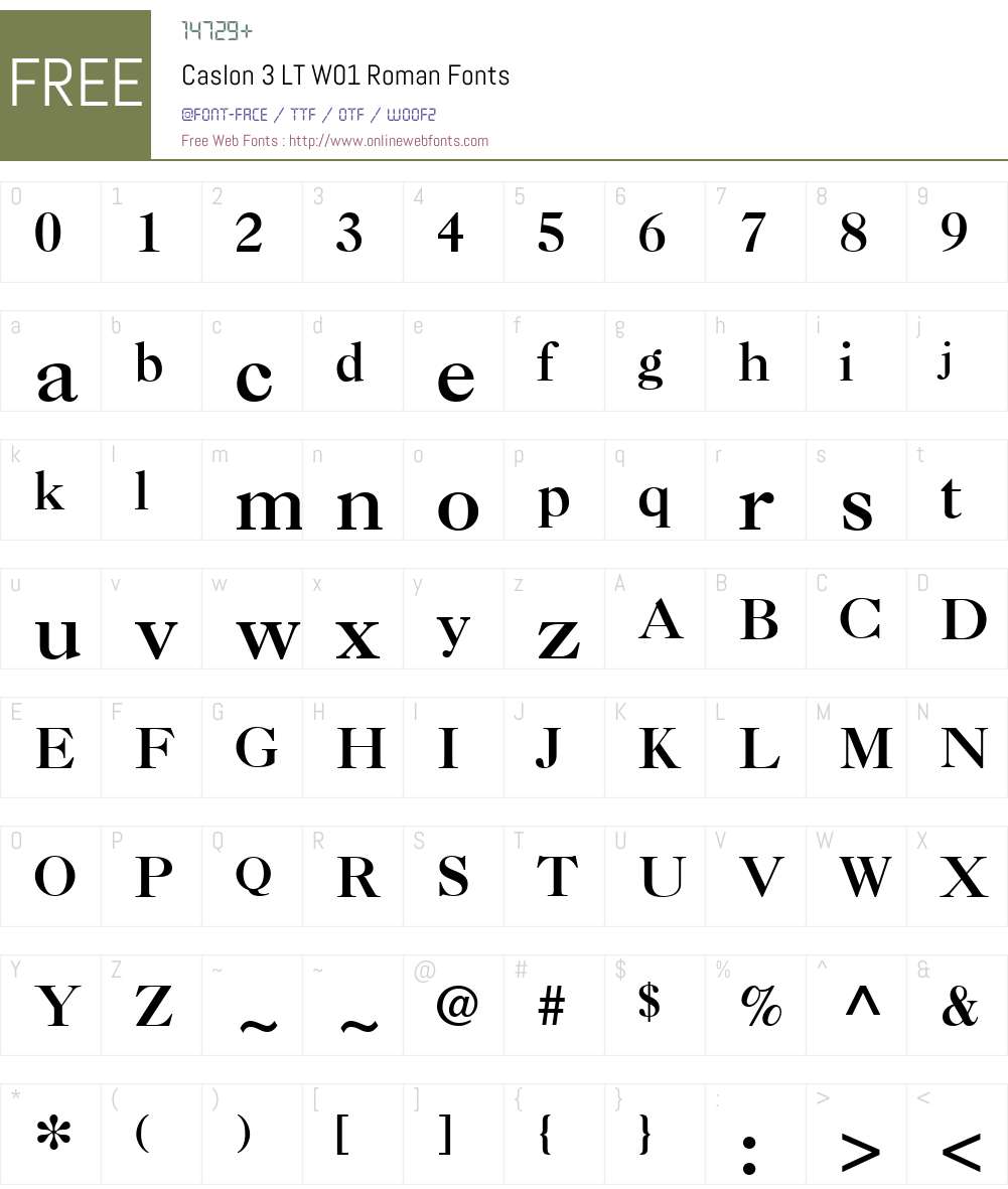 Caslon3LTW01-Roman Font Screenshots