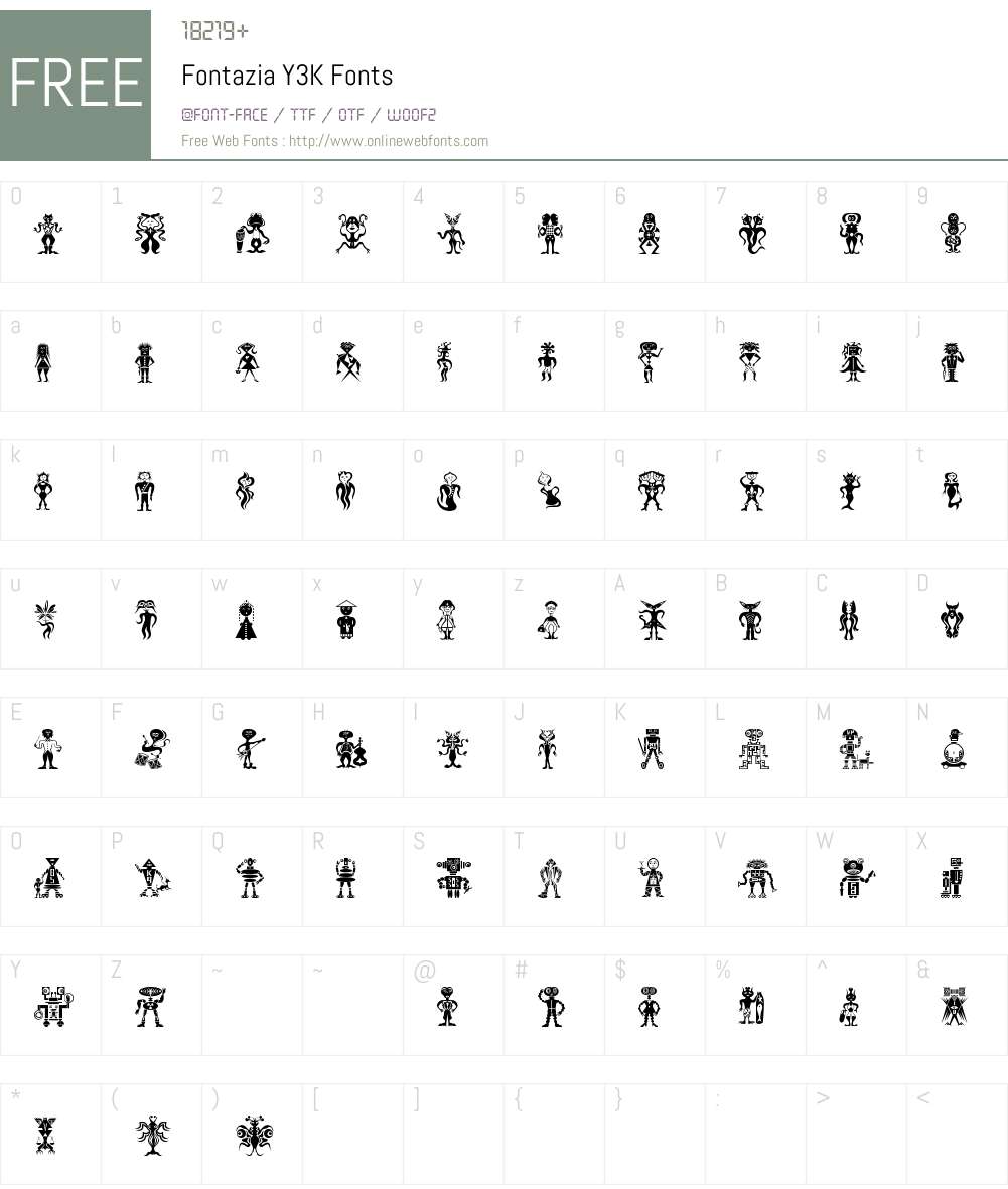 FontaziaY3K Font Screenshots