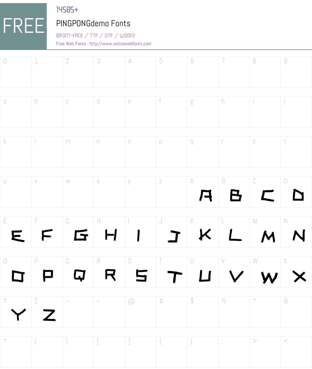 PINGPONGdemo Font Screenshots