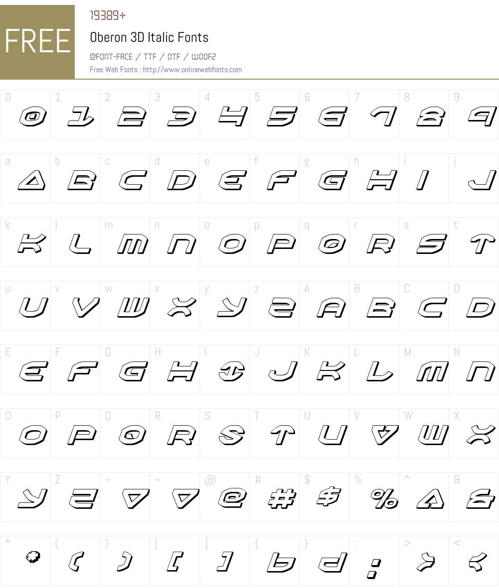 Oberon 3D Italic Font Screenshots