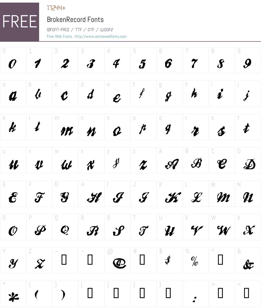 BrokenRecord Font Screenshots