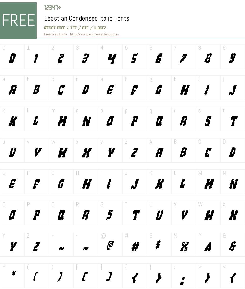 Beastian Condensed Italic Font Screenshots