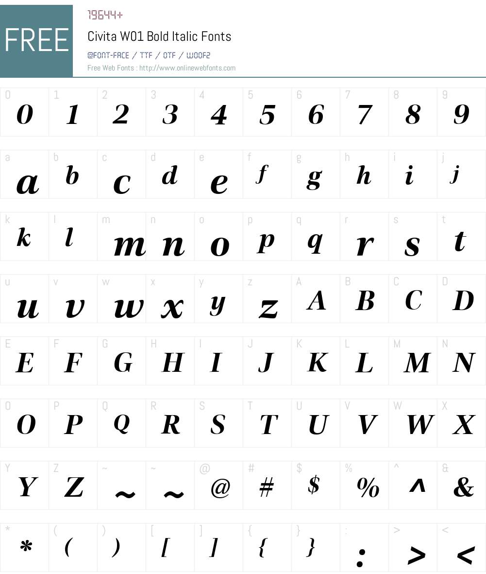 CivitaW01-BoldItalic Font Screenshots