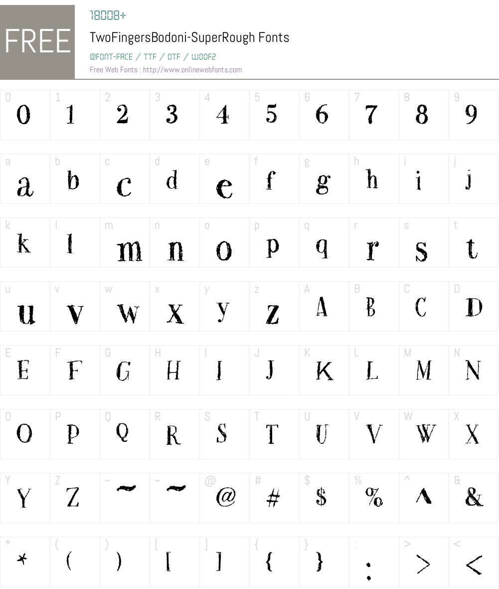 Two Fingers Bodoni Super Rough Font Screenshots