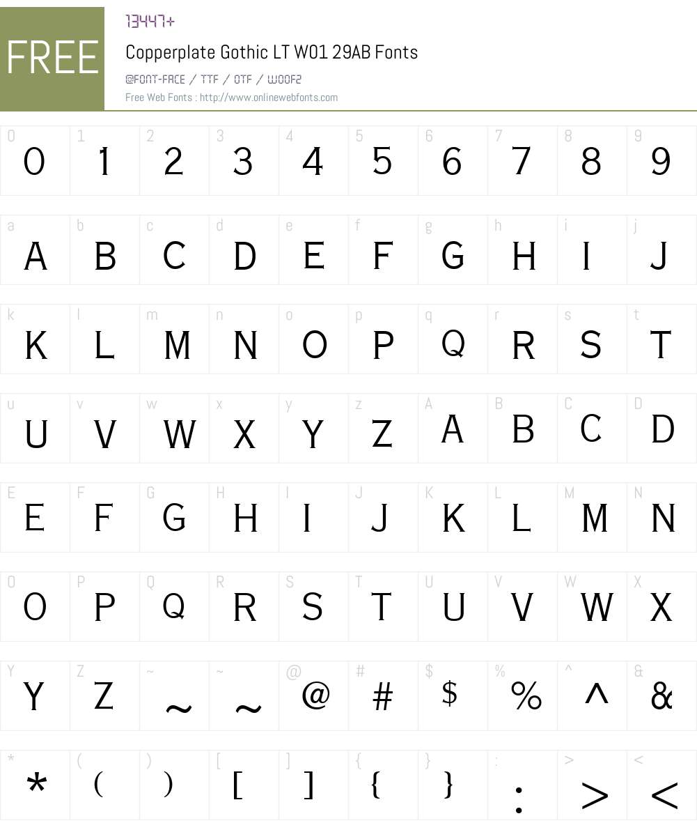 CopperplateGothicLTW01-29AB Font Screenshots