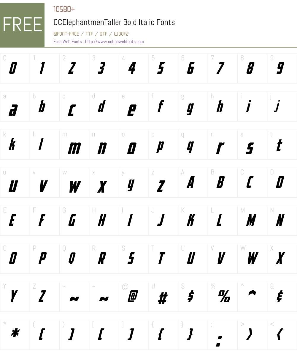 CCElephantmenTaller-BoldItalic Font Screenshots