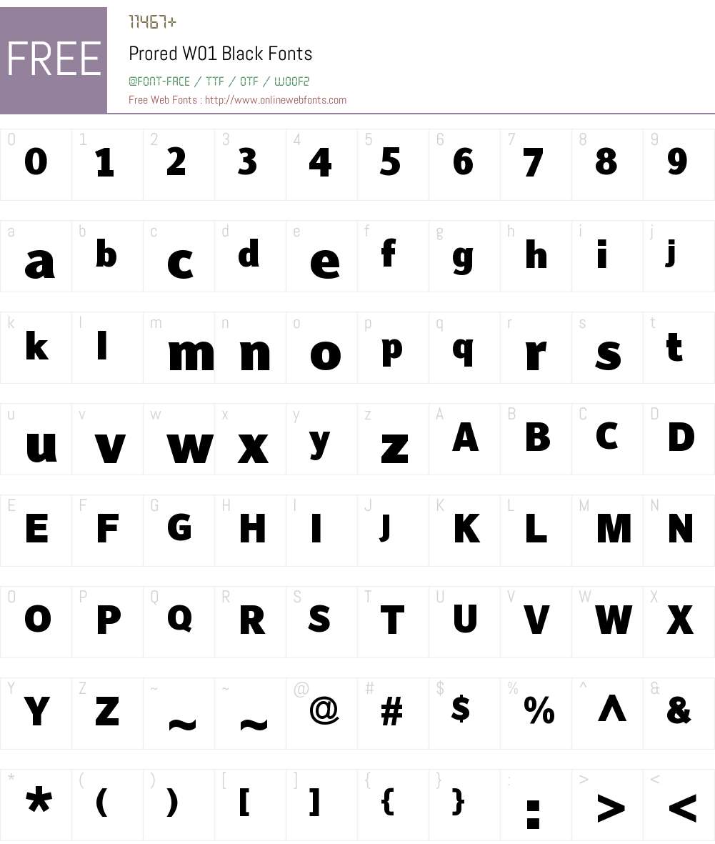 ProredW01-Black Font Screenshots