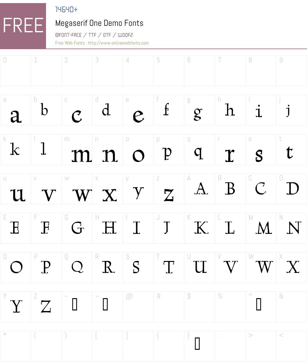 Megaserif One Demo Font Screenshots