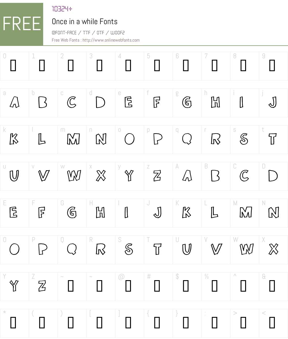 Once in a while Font Screenshots