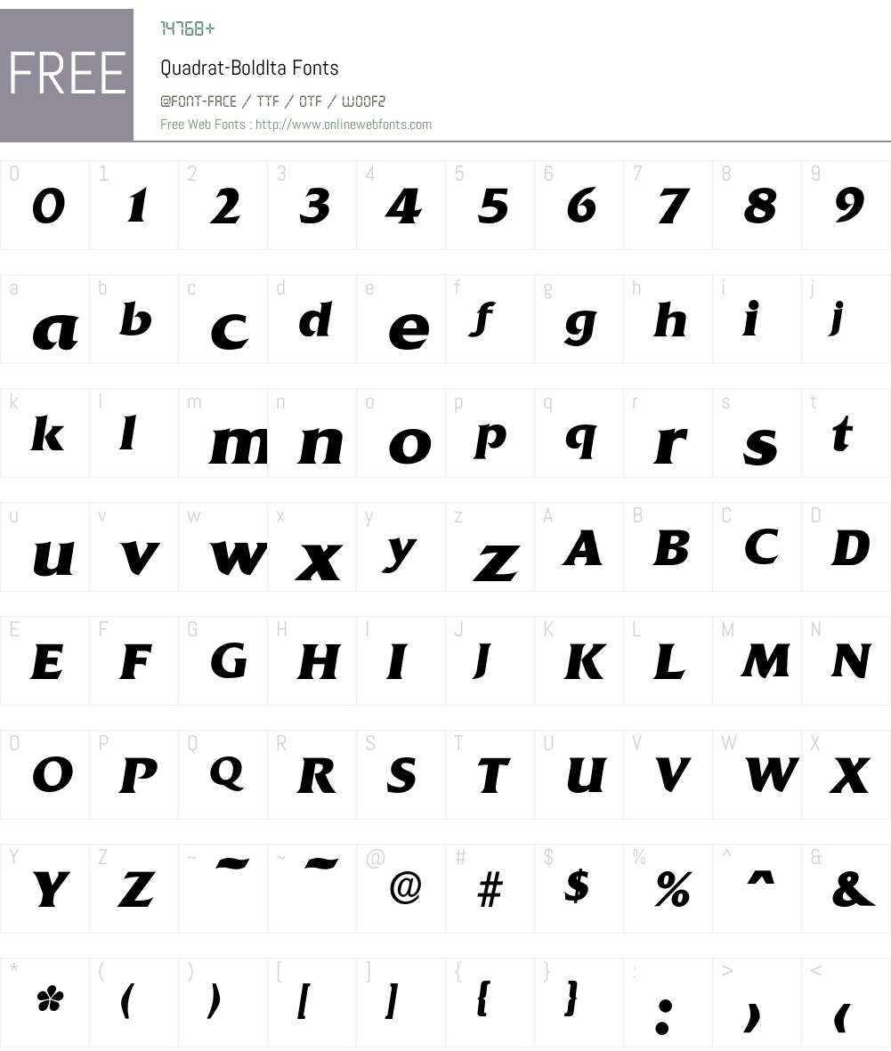 Quadrat-BoldIta Font Screenshots