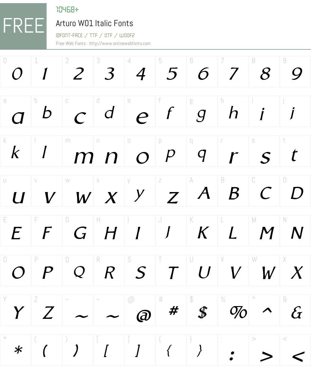 ArturoW01-Italic Font Screenshots