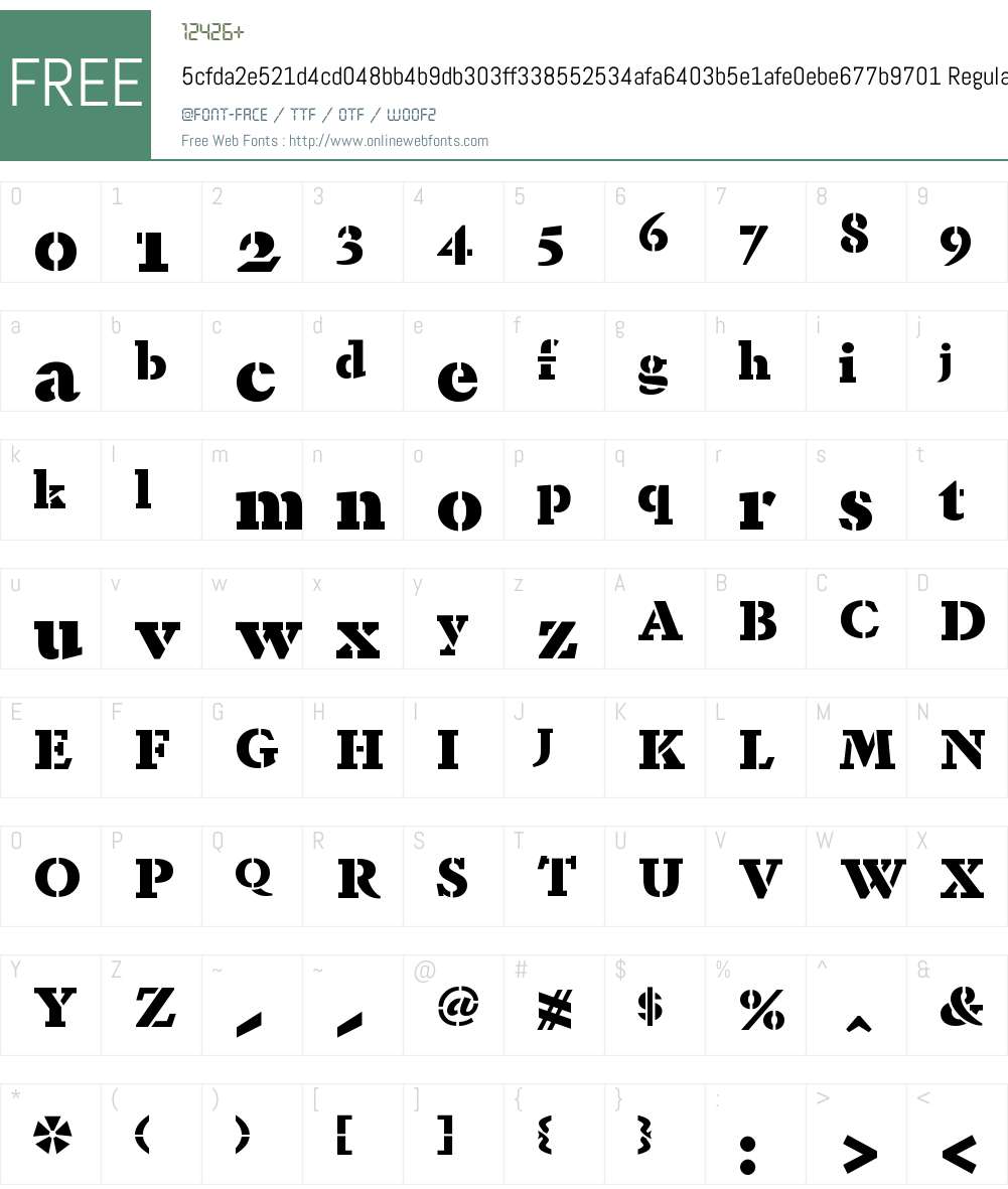 5cfda2e521d4cd048bb4b9db303ff338552534afa6403b5e1afe0ebe677b9701 Font Screenshots