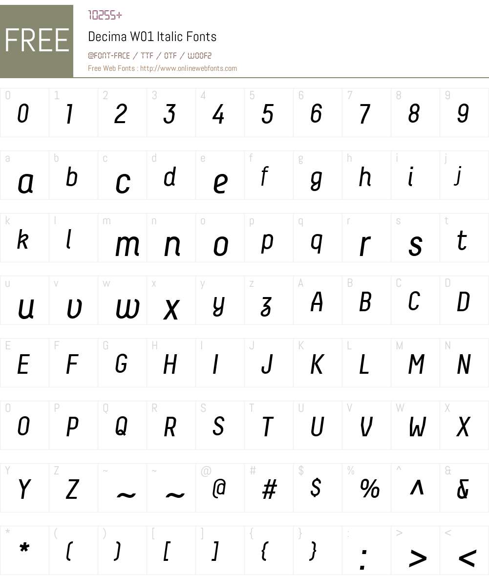 DecimaW01-Italic Font Screenshots