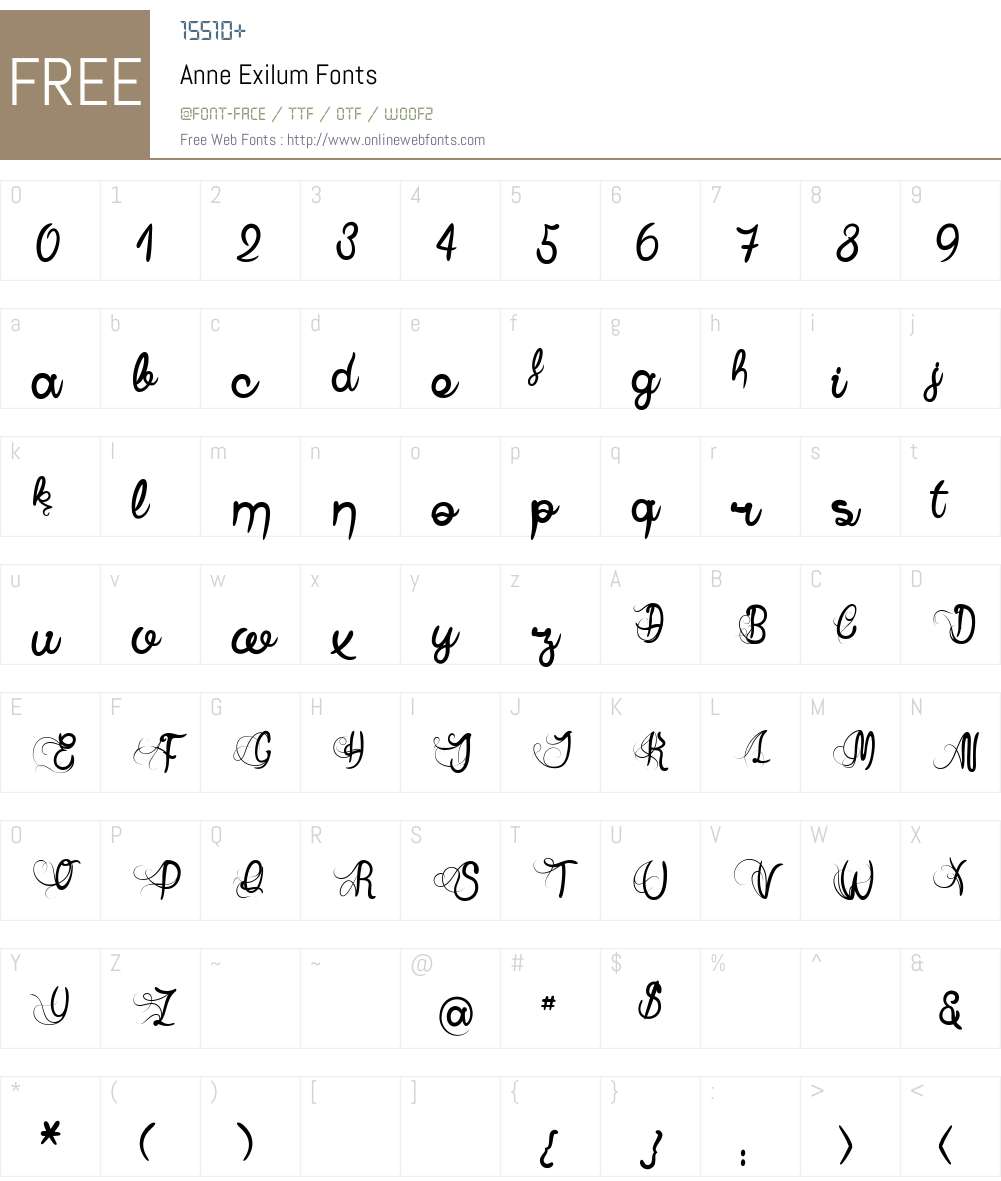 Anne Exilum Font Screenshots