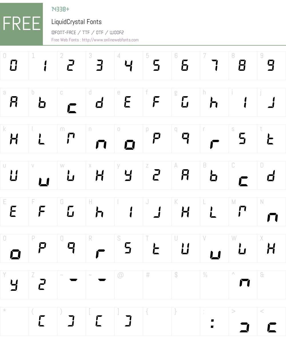 LiquidCrystal Font Screenshots