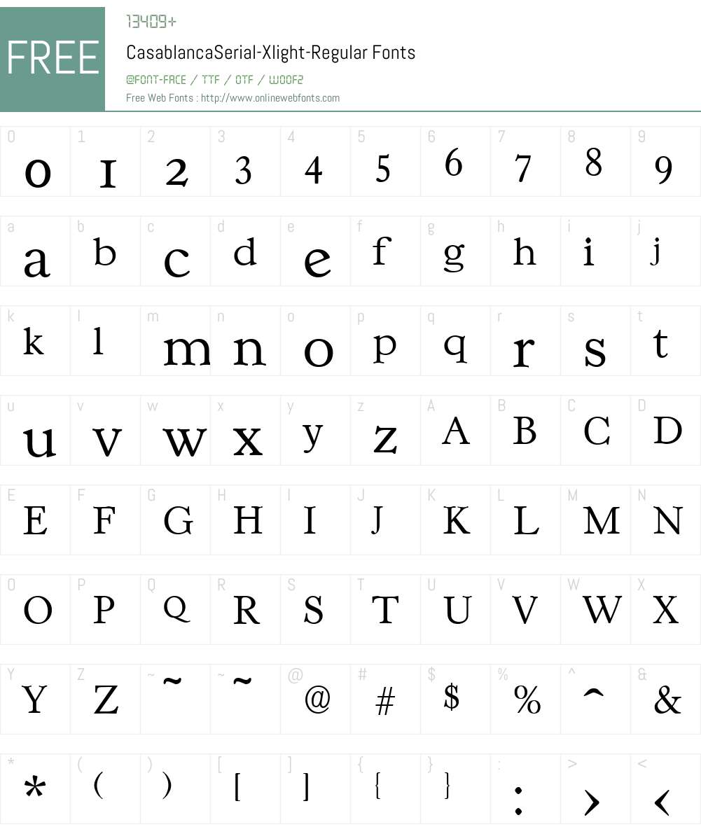 CasablancaSerial-Xlight Font Screenshots