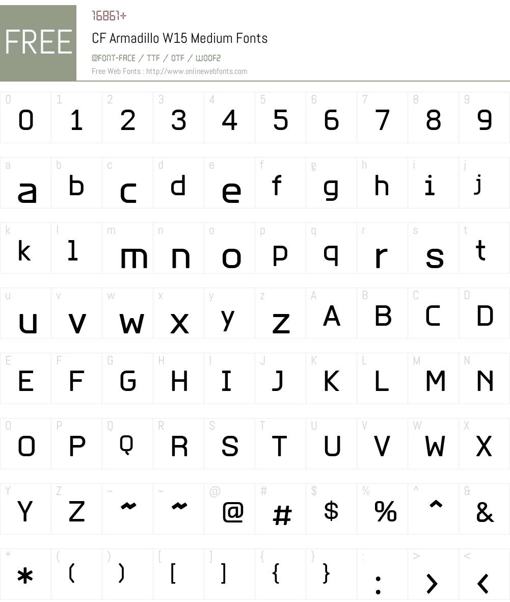 CFArmadilloW15-Medium Font Screenshots