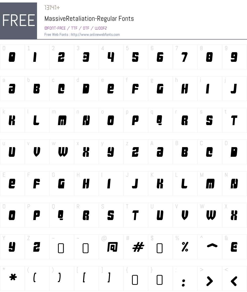Massive Retaliation Font Screenshots