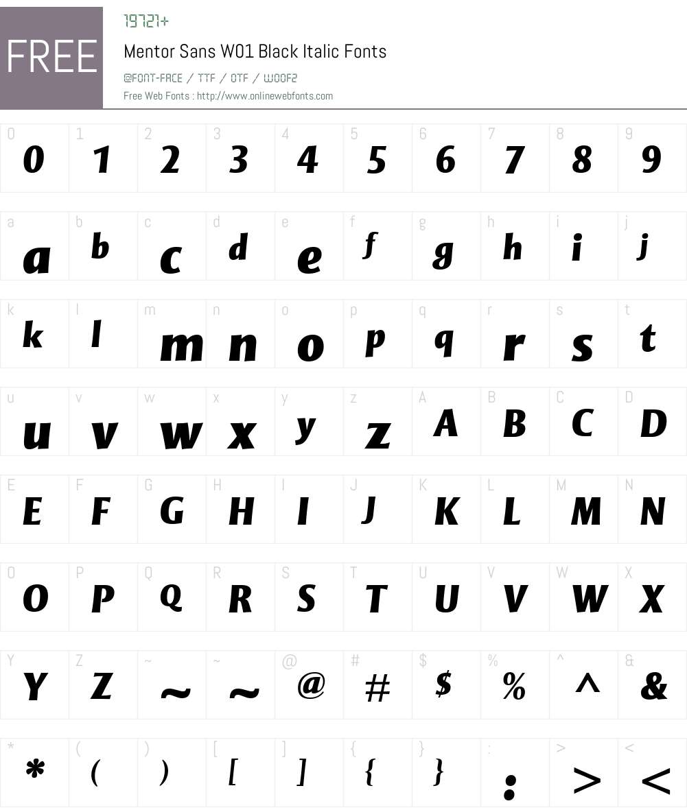 MentorSansW01-BlackItalic Font Screenshots