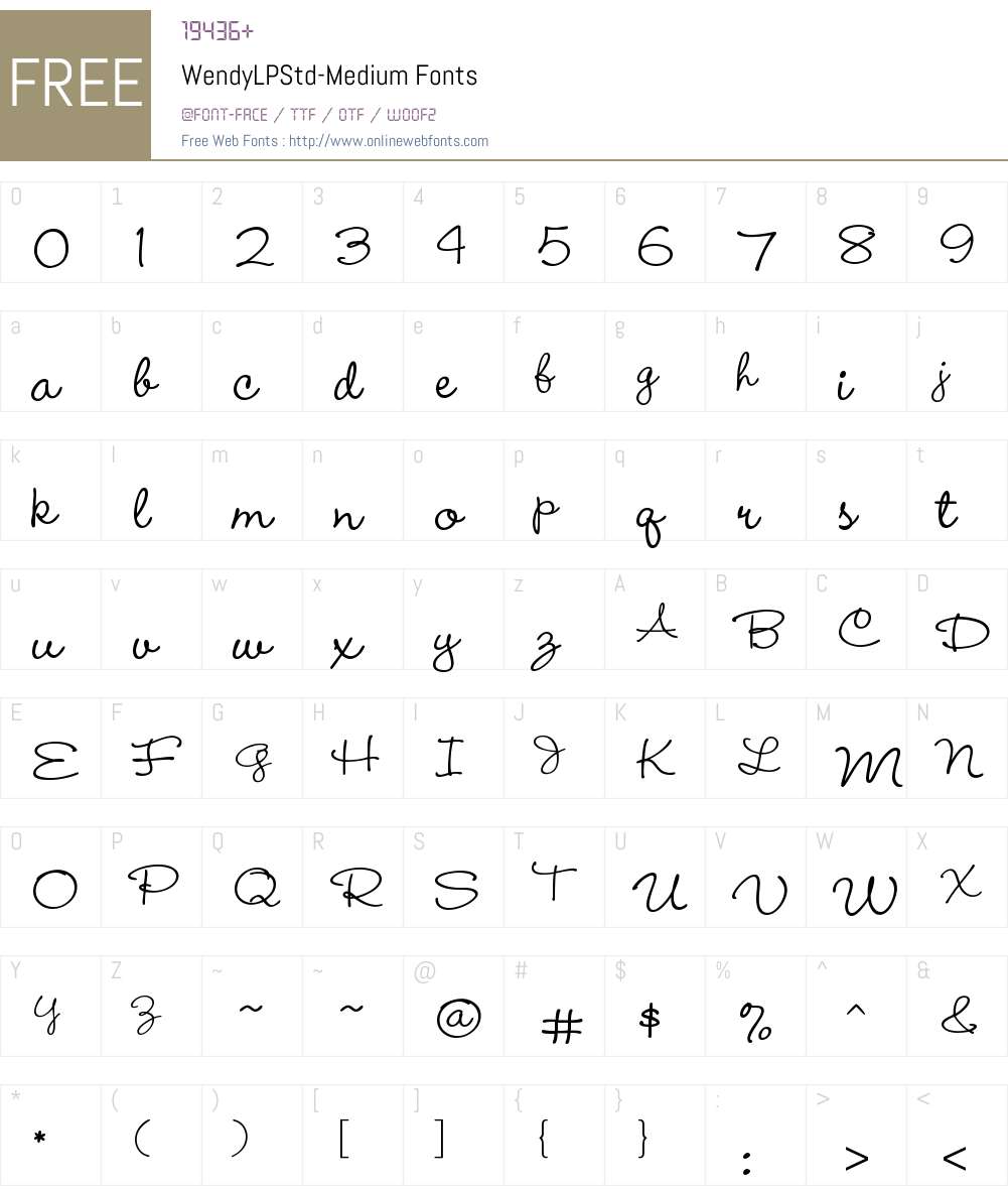 Wendy LP Std Medium Font Screenshots