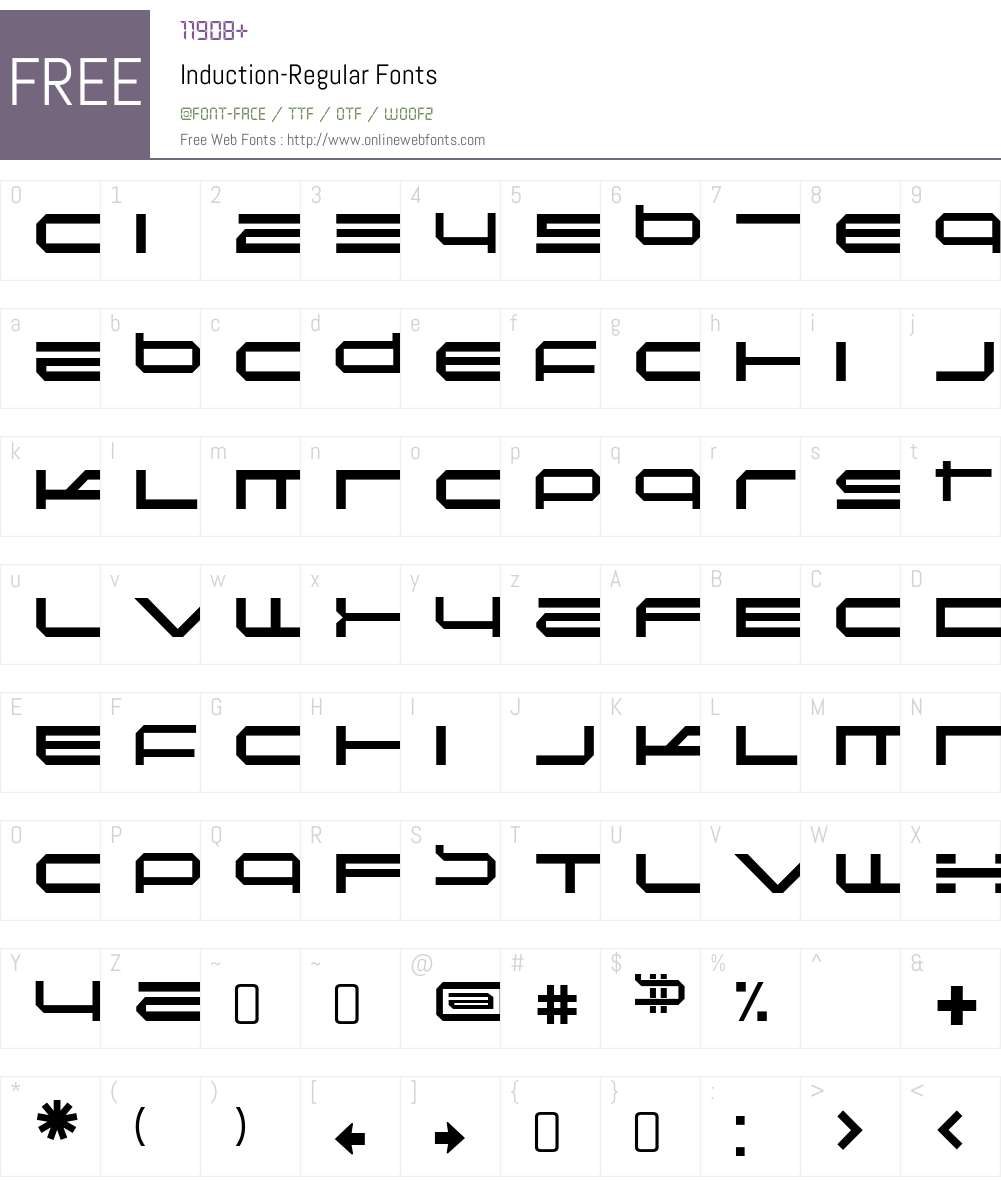 Induction Font Screenshots