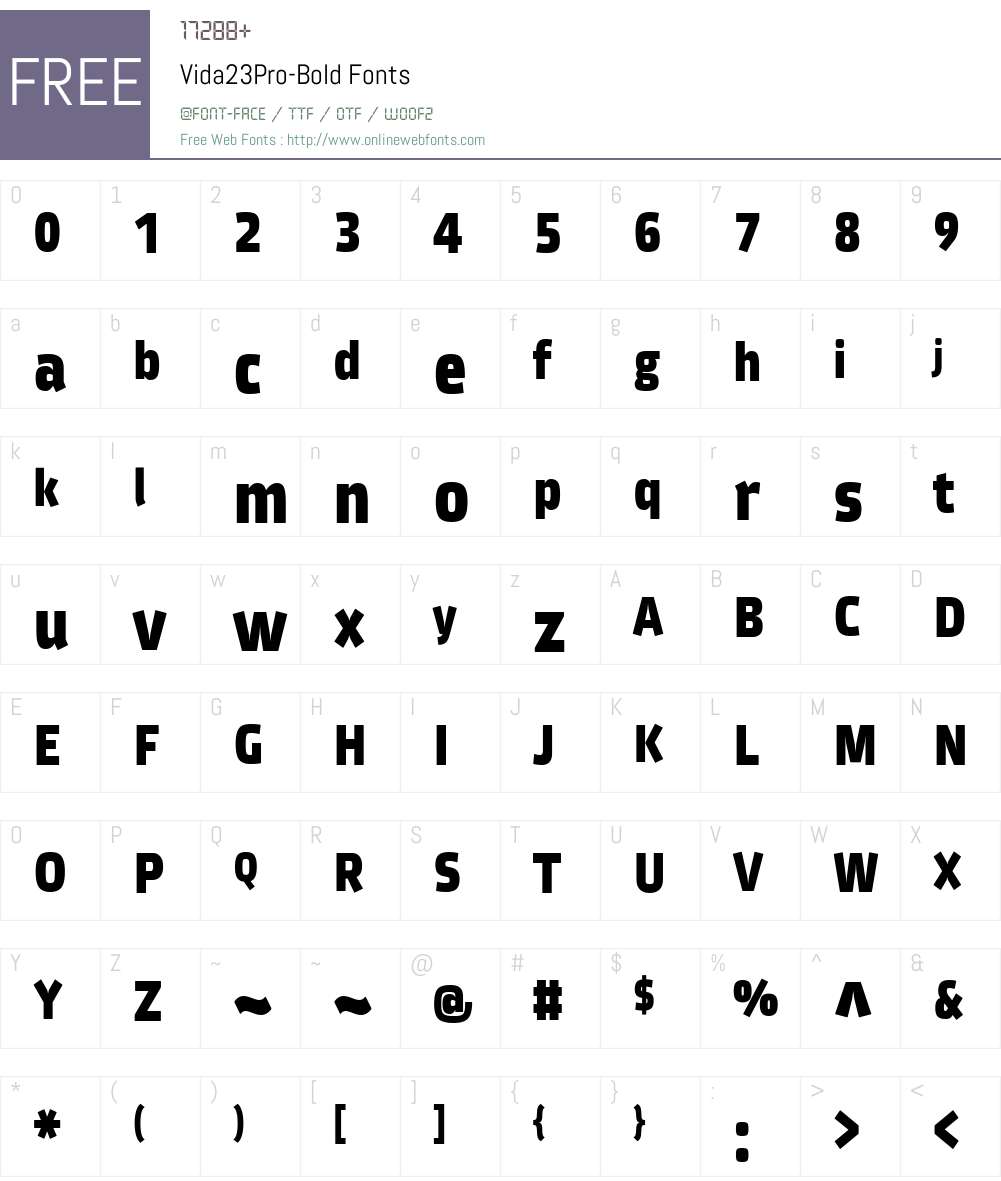 Vida23Pro-Bold Font Screenshots