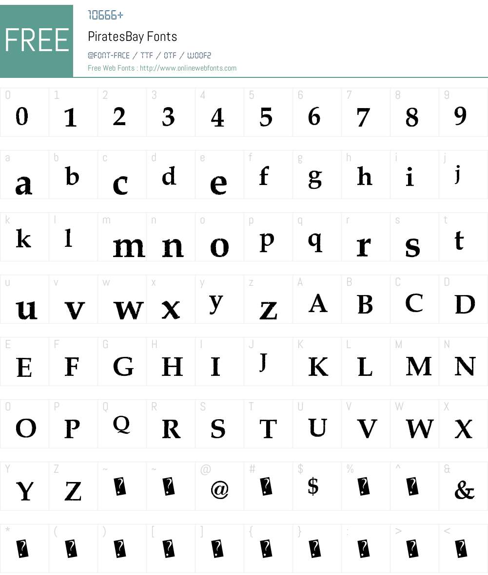 PiratesBay Font Screenshots
